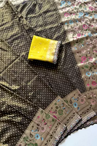 Black Color Embroidery Coding Siquence Work Paithani Silk saree