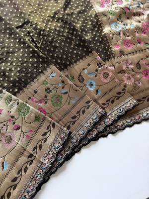 Black Color Embroidery Coding Siquence Work Paithani Silk saree 3