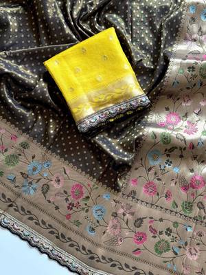 Black Color Embroidery Coding Siquence Work Paithani Silk saree 4