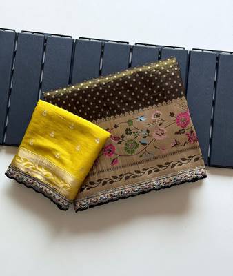 Black Color Embroidery Coding Siquence Work Paithani Silk saree 1