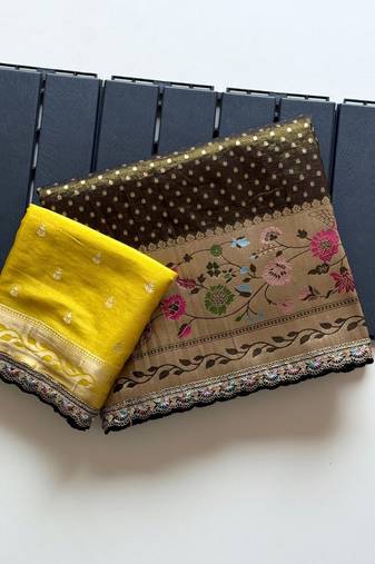 Black Color Embroidery Coding Siquence Work Paithani Silk saree