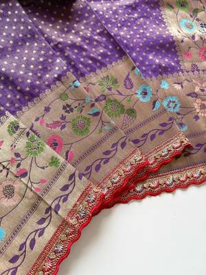 Purple Color Embroidery Coding Siquence Work Paithani Silk saree 3
