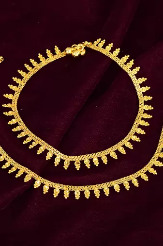 Memoir brass 1 micron real goldplated traditional jewellery anklet women