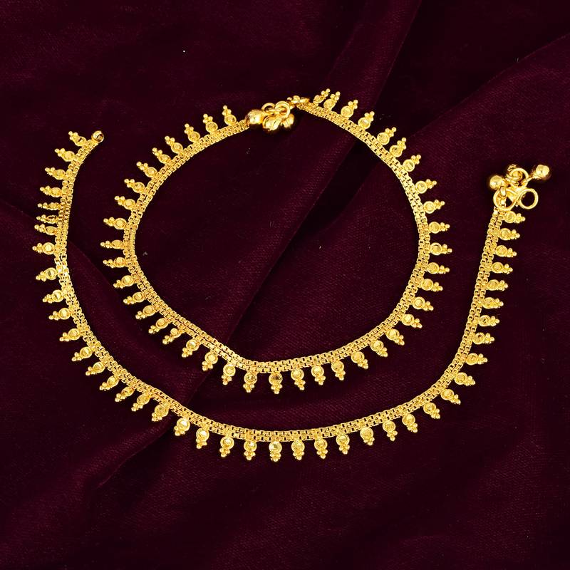 Memoir brass 1 micron real goldplated traditional jewellery anklet women