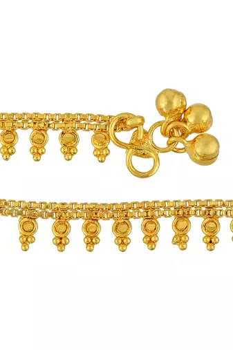 Memoir brass 1 micron real goldplated traditional jewellery anklet women