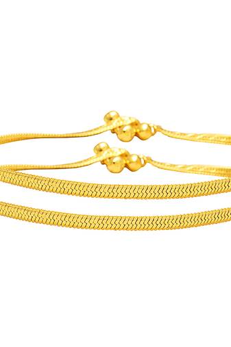 Memoir gold plated ethnic flat snake chain designe anklets payal pajeb for women