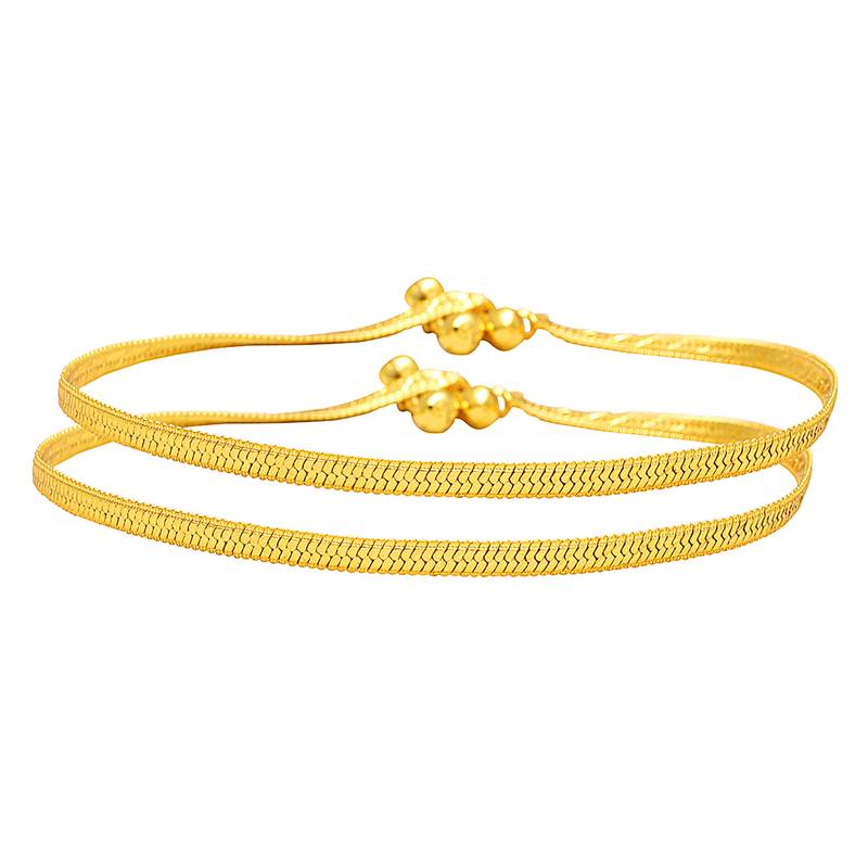 Memoir gold plated ethnic flat snake chain designe anklets payal pajeb for women