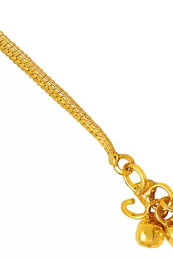 Memoir gold plated ethnic flat snake chain designe anklets payal pajeb for women