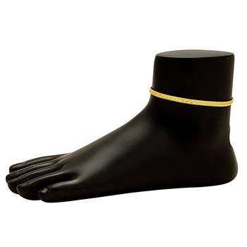 Memoir gold plated ethnic flat snake chain designe anklets payal pajeb for women 3