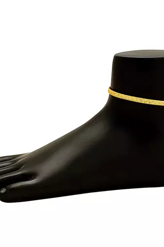 Memoir gold plated ethnic flat snake chain designe anklets payal pajeb for women