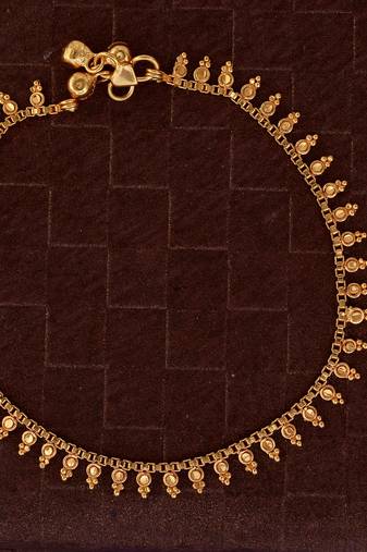 Memoir gold plated ethnic mngal kalash design anklets traditional jewellery