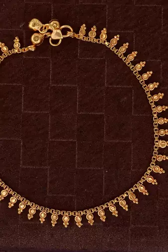 Memoir gold plated ethnic mngal kalash design anklets traditional jewellery