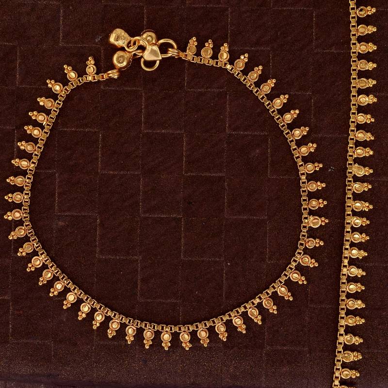 Memoir gold plated ethnic mngal kalash design anklets traditional jewellery