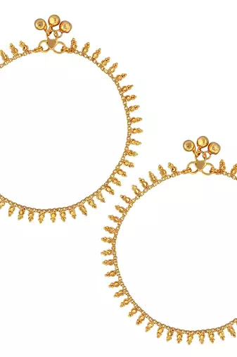Memoir gold plated ethnic mngal kalash design anklets traditional jewellery
