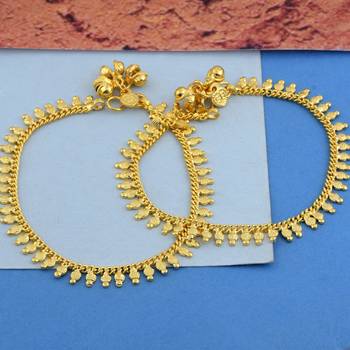 Memoir gold plated ethnic beaded bridal wedding auspicious marriage wedding anklets for women 1