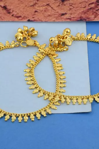 Memoir gold plated ethnic beaded bridal wedding auspicious marriage wedding anklets for women