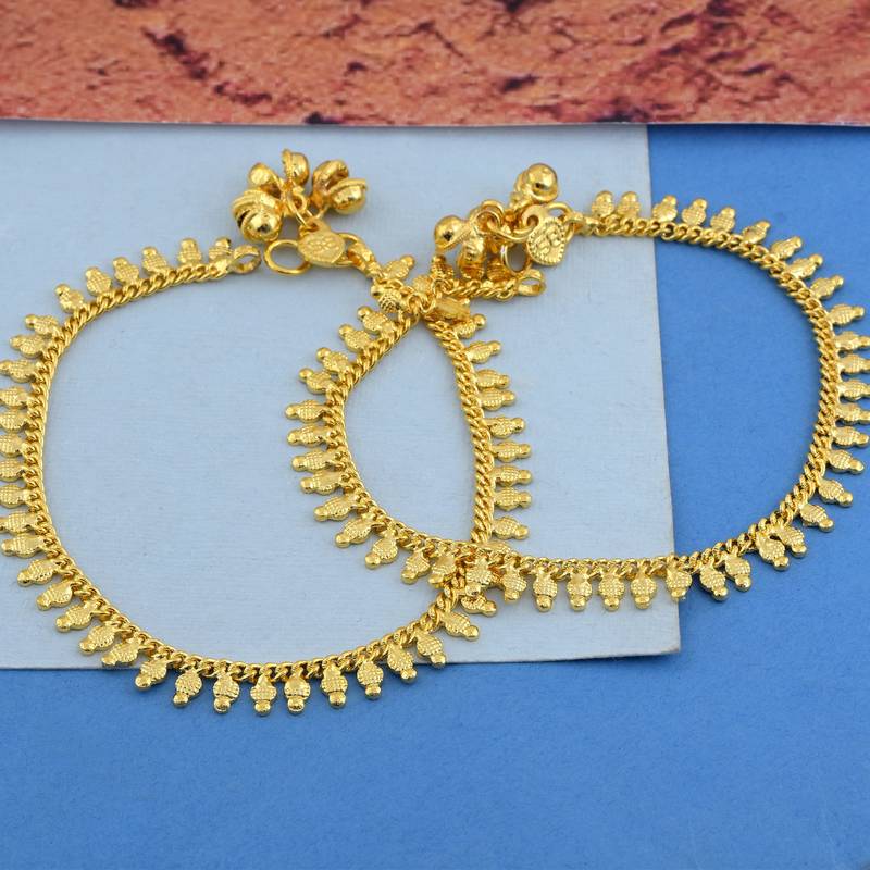 Memoir gold plated ethnic beaded bridal wedding auspicious marriage wedding anklets for women