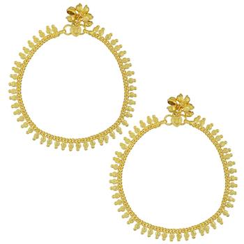 Memoir gold plated ethnic beaded bridal wedding auspicious marriage wedding anklets for women 2