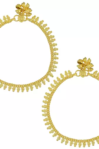 Memoir gold plated ethnic beaded bridal wedding auspicious marriage wedding anklets for women