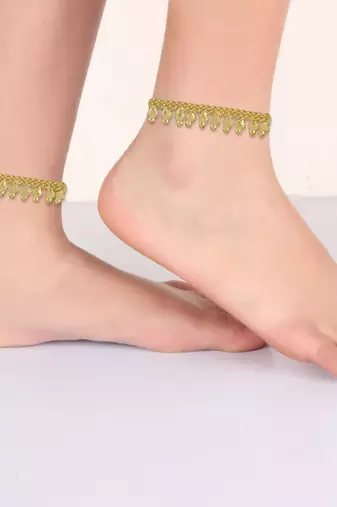 Memoir gold plated ethnic beaded bridal wedding auspicious marriage wedding anklets for women