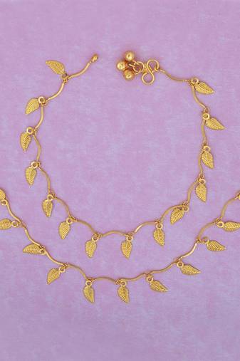 Memoir gold plated leaf design, ethnic fashion anklet payal pajeb anklet traditional fashion