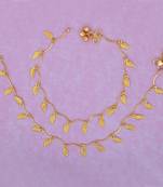 Memoir gold plated leaf design, ethnic fashion anklet payal pajeb anklet traditional fashion