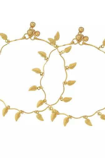 Memoir gold plated leaf design, ethnic fashion anklet payal pajeb anklet traditional fashion
