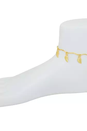 Memoir gold plated leaf design, ethnic fashion anklet payal pajeb anklet traditional fashion