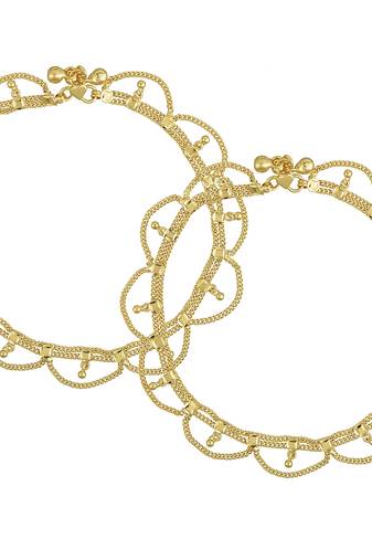 Memoir gold plated brass, jhalar/eye shaped design, traditional payal, pajeb, anklet women ethnic