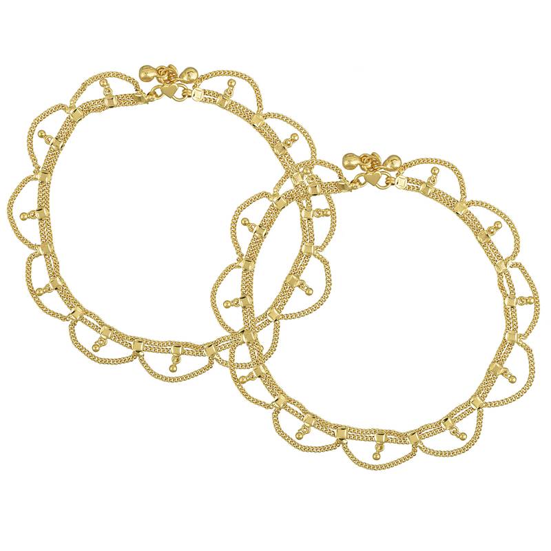 Memoir gold plated brass, jhalar/eye shaped design, traditional payal, pajeb, anklet women ethnic