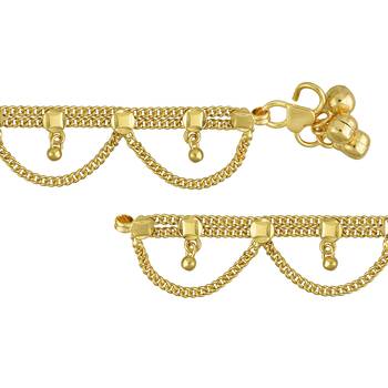 Memoir gold plated brass, jhalar/eye shaped design, traditional payal, pajeb, anklet women ethnic 3