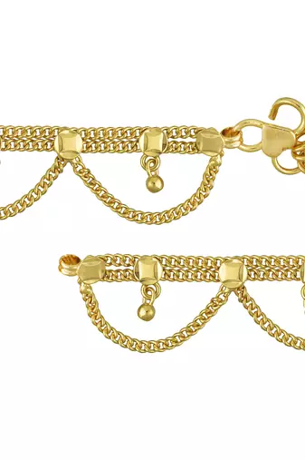 Memoir gold plated brass, jhalar/eye shaped design, traditional payal, pajeb, anklet women ethnic
