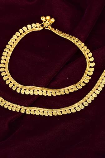 Memoir brass goldplated kairi design traditional anklet women payal