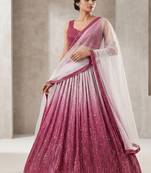 Pink Gorgeous Satin Silk Sequines Lehenga Set
