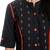 Black Hand Embroidered Roll Up Sleeves Pure Cotton Kurta