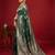Dark green color woven work silk blend saree with blouse