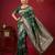 Dark green color woven work silk blend saree with blouse