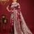 Maroon color woven work silk blend saree with blouse