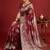 Maroon color woven work silk blend saree with blouse