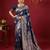 Nay blue color woven work silk blend saree with blouse