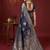 Nay blue color woven work silk blend saree with blouse