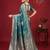 Sea green color woven work silk blend saree with blouse