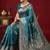 Sea green color woven work silk blend saree with blouse