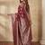 Maroon color woven work silk blend saree with blouse