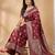 Maroon color woven work silk blend saree with blouse