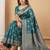 Sea green color woven work silk blend saree with blouse