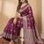 Purple color woven work silk blend saree with blouse