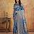 Skyblue color woven work silk blend saree with blouse