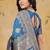 Skyblue color woven work silk blend saree with blouse