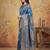 Skyblue color woven work silk blend saree with blouse